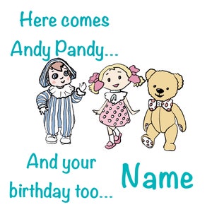 Personalisierte Andy Pandy Geburtstags- oder jede Anlasskarte