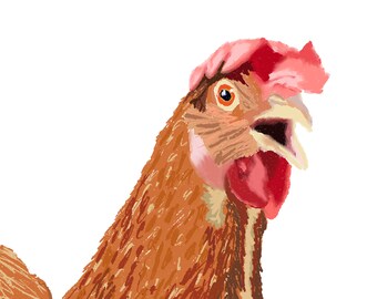Hand drawn chicken greetings card blank for any occasion
