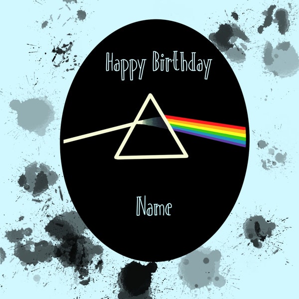 Pink floyd dark side of the moon personalised birthday card