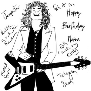 Cartão de aniversário personalizado Marc Bolan / TRex