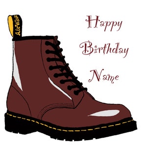 Personalised DM boot birthday card (Dr Martin)