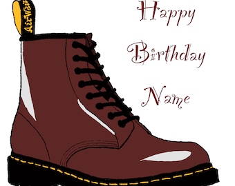 Personalised DM boot birthday card (Dr Martin)