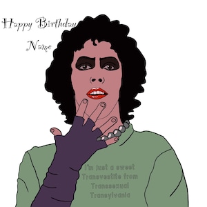 Gepersonaliseerde Rocky Horror verjaardagskaart