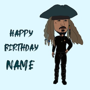Personalised Captain Jack Birthday card