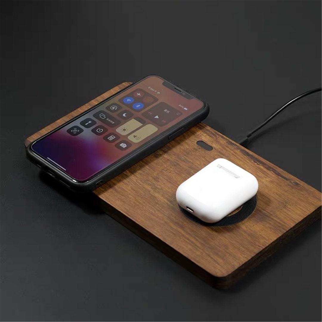 Airpods Wireless Charger Walnut Wood Wood AirPod Charger Etsy