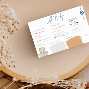 Babyparty Tippkarten "Fatimas Hand"-Orientalisches Design, Wunschkarten, Ausfüllkarten, Schwangerschaft Geschenk, Babyshower Karten
