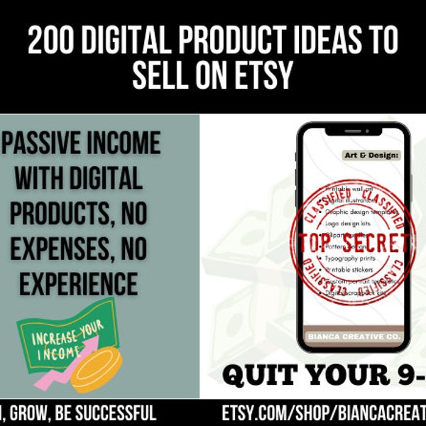 200 Digital Product Ideas To Sell On Etsy, Printables to sell online, Passive income, Etsy business ideas, Small business ideas, Digital