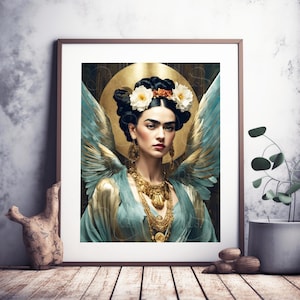 Ritratto di Frida Spirit Angel, stampa digitale su carta fotografica FSC, "Spiega le tue ali" n. 13