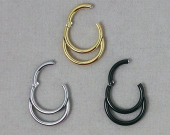 16g Double Layered Nose Ring Hinged Clicker Segment Ear Piercing