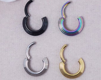 16g Triple Stack Hinged Clicker Septum Nose Ring Segment Helix Ear Piercing