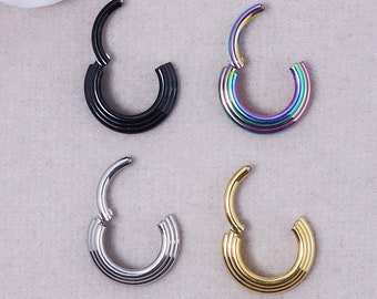 Piercing d'oreille à segment hélicoïdal pour septum et septum à cliquet, triple épaisseur, 16 g