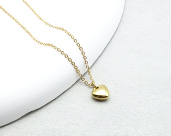 Delicado collar con colgante de corazón de acero inoxidable, gargantilla minimalista con capas de corazón de amor, regalo para ella