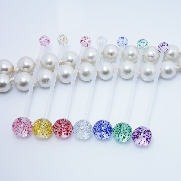 14g Sparkle Glitter Ball Flexible Bioplast Pregnancy 38mm Belly Bar Maternity Piercing