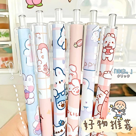 6Pcs Japanese Stationery Cute Pens School Korean Stationery Pen Kawaii Pen  0. J.