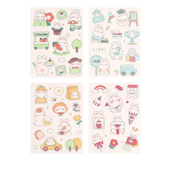 Scrapbook Letter Stickers,12 Sheets Small Kawaii Cat Photo Stickers Korean  Stickers for DIY Arts and Crafts,Life Daily Planner,Bullet