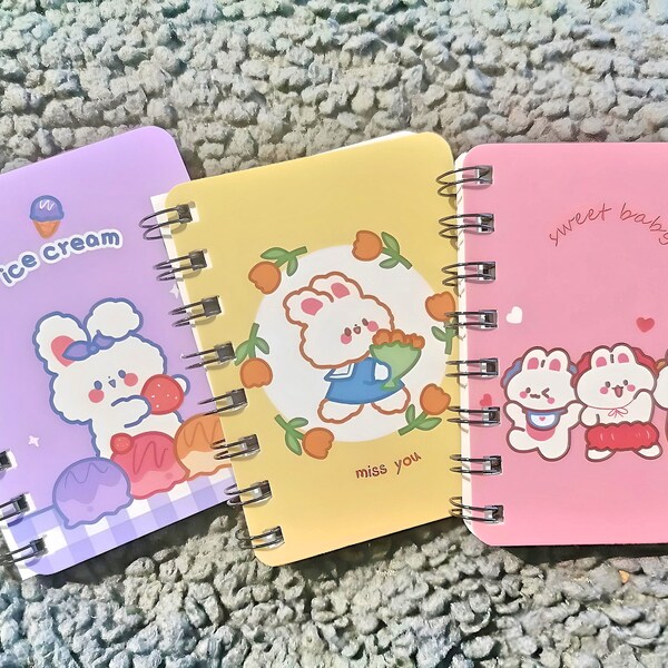 Cute Bunny Stationery, Mini Kawaii Notebook, Cute Notebooks for Kids, Blank Page Notebooks, Fun Back to School Supplies, Cute Gifts for Kids