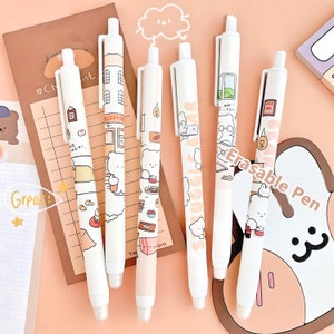 2Pcs Cute Pens, Kawaii Bear Pens, Cute Gel Pens, Neutral Pen 0.5mm blue gel ink clicker pen School Supplies, Student Stationery