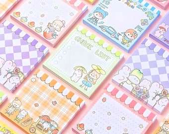 Cute Notepad, Kawaii Stationery 80 pages/set Kawaii INS Girl N Times Sticky Note Planner Sticker To Do List Planner Stationery School Office