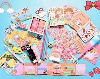 Juego de papelería Kawaii adorablemente elegante: ¡una colección encantadora para todas tus necesidades!