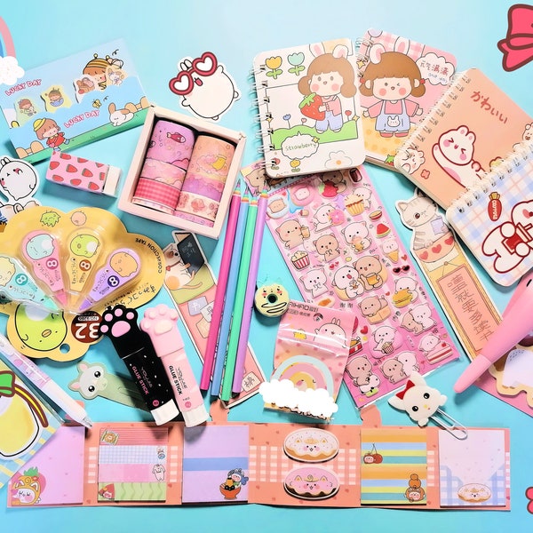 Adorably Chic Kawaii Stationery Set - Delightful Collection for Your Every Need!