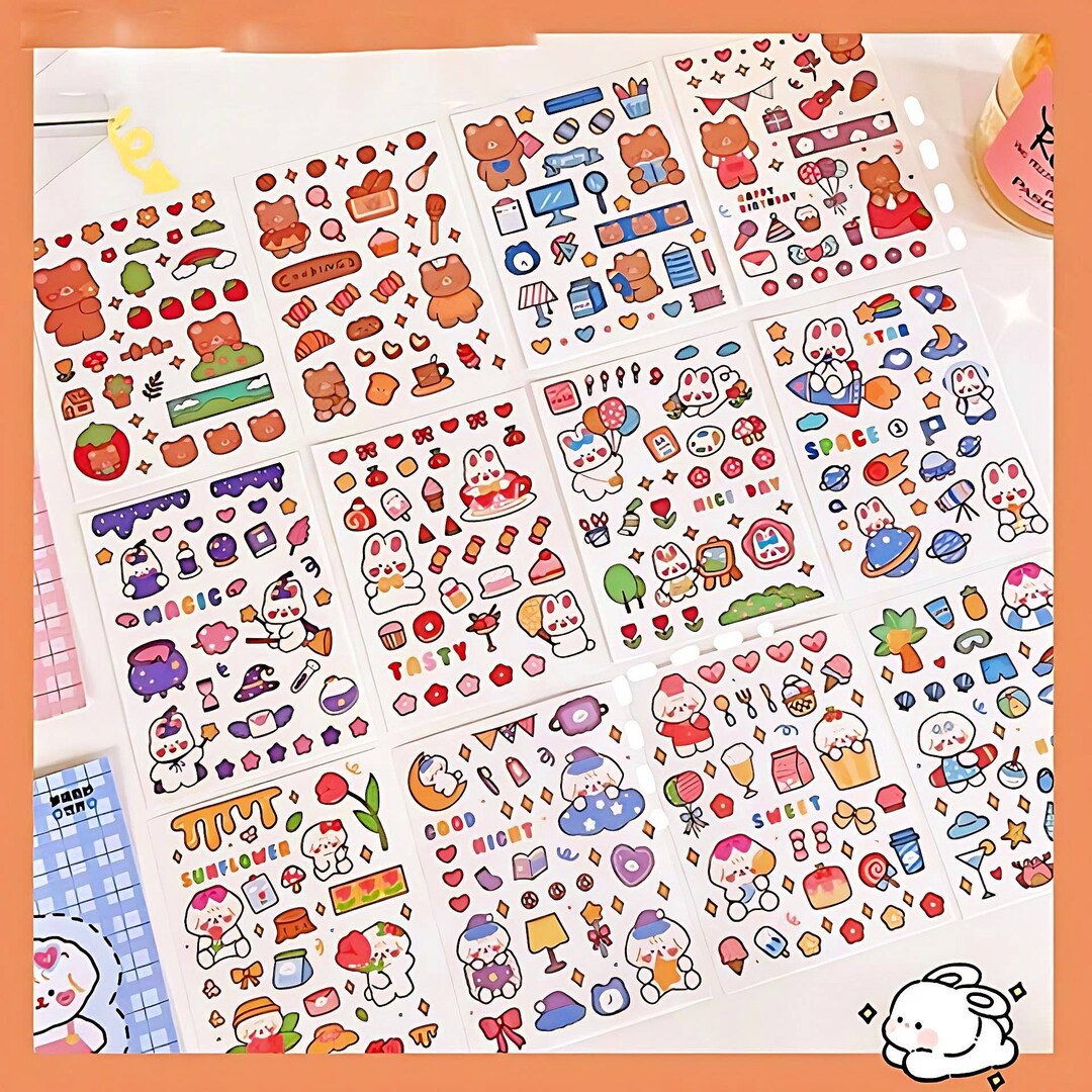 4pcs Cute Kawaii Sticker Sheet for Bullet Journal Scrapbooking DIY ...