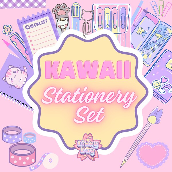 Kawaii stationaire set, kinderverjaardagscadeau, ambachtelijke doos, Kawaii stickers, schattig briefpapier cadeau, dagboek scrapbooking, cadeau voor meisjes, leuk cadeau