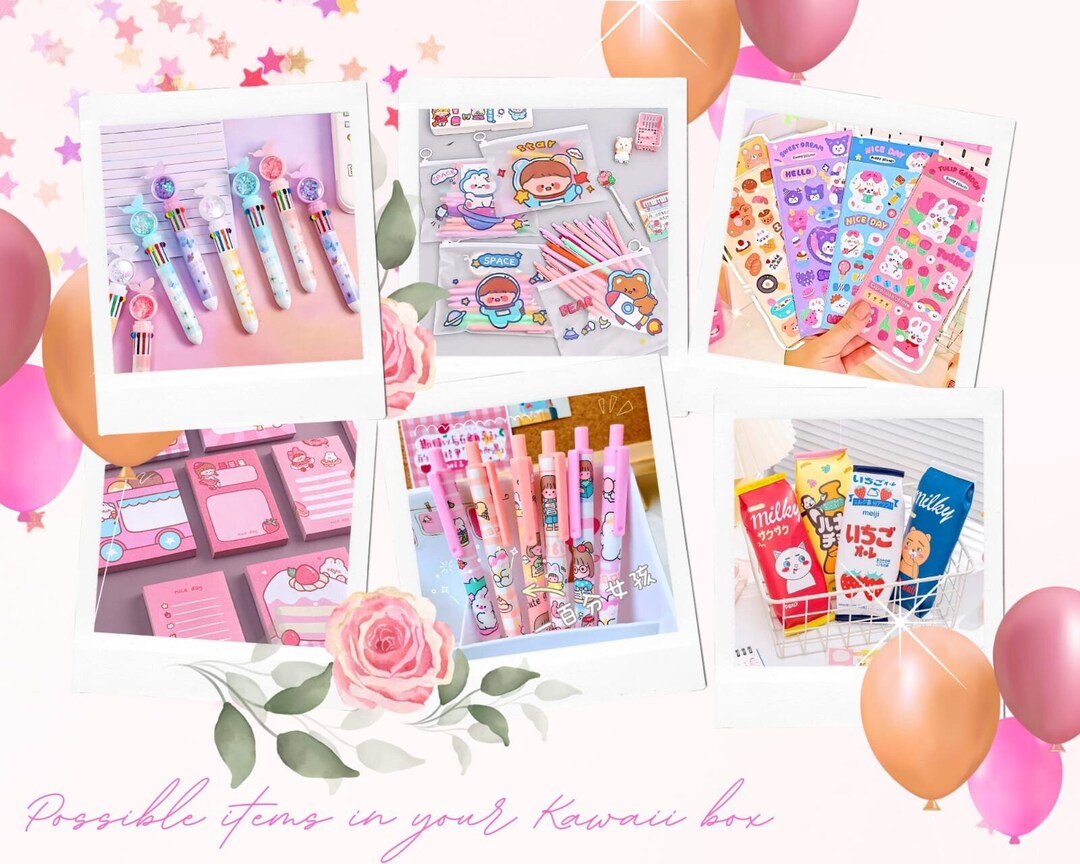 Kawaii Stationary Set, Kids Birthday Gift, Craft Box, Kawaii Stickers ...