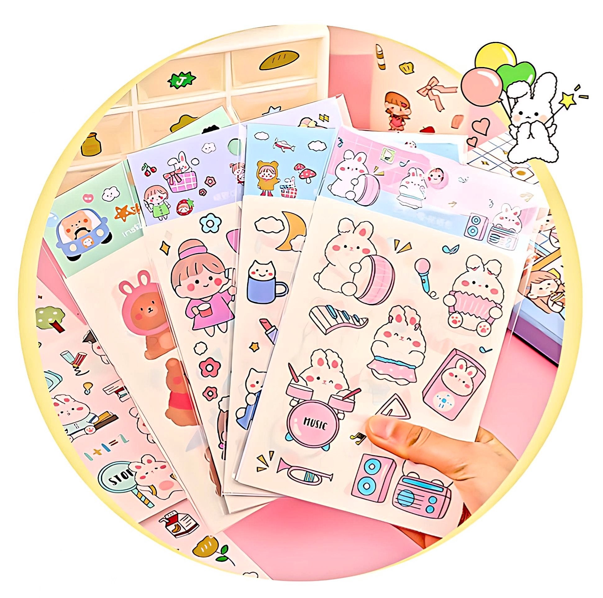 Kawaii Stickers, A6 Vinyl Sticker Sheets, Cute Stickers, Planner