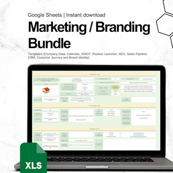 Marketing & Branding Identity Bundle: Calendar, SWOT, Product Launcher, SEO, Sales Pipeline, CRM, Customer Journey and Brand Identity