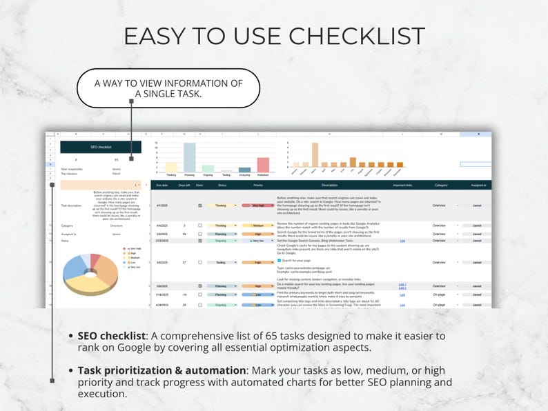 SEO Checklist Template: Google Sheets, Website Audit (digital Download ...