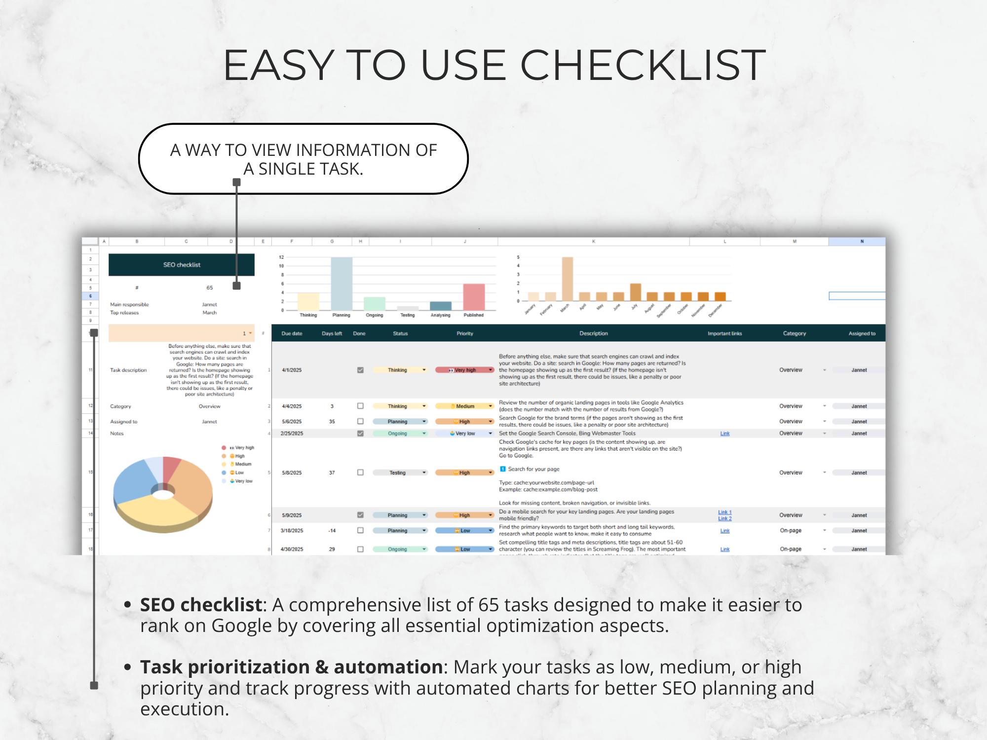 SEO Checklist Template Google Sheets, Website Audit (digital Download