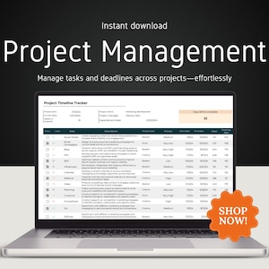 Sjabloon voor beheer van meerdere projecten: Gantt-diagram, team- en klanttracker (Google Spreadsheets - digitale download)