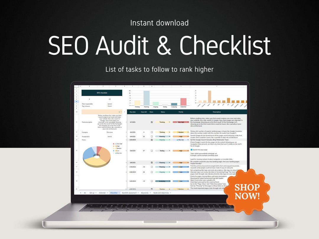 SEO Checklist Template Google Sheets, Website Audit (digital Download