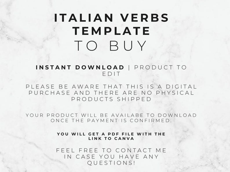Italian Verb Conjugation Chart: Language Learning Study Guide (PDF ...