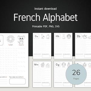 Französisches Alphabet Arbeitsblatt: Französisch lernen, druckbare Buchstaben (Digitaler Download)