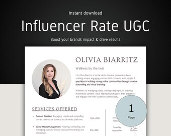 Infulensr Preisgestaltung Template: Modernes Beiges Canva Design (Digitaler Download A4 Format)