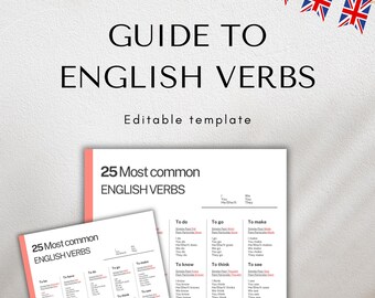 Common English verbs, list PDF to print