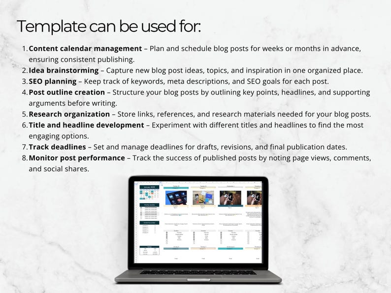 Blog Post Planner: Google Sheets Content Calendar (Digital Download) image 10