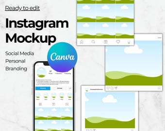 8 Instagram Profile Mockups | Fully Editable Canva Templates | 1080x1080 & 1080x1920 | Social Media Branding and Marketing