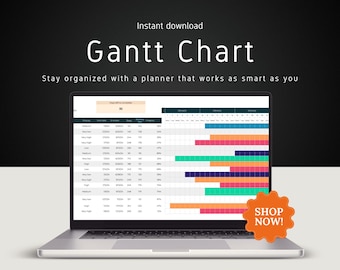 Gantt Chart Template for Google Sheets: Project Timeline, Task Tracker (Digital Download)