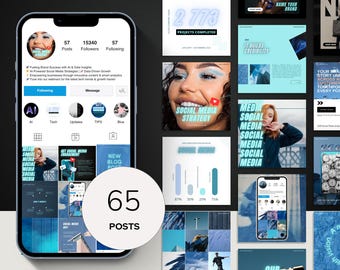 Blue Instagram Post Templates: Modern Canva Designs (Digital Download)