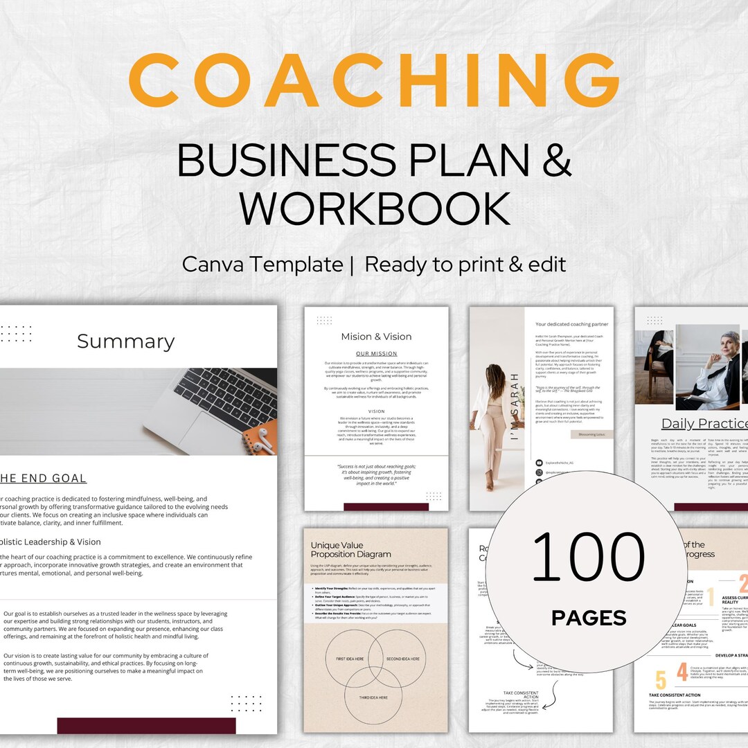 Coaching Business Plan Template & Workbook Printable PDF for Life