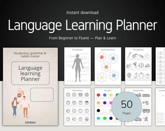 Language Learning Planner: Vocabulary, Grammar, Habit Tracker (Printable PDF)