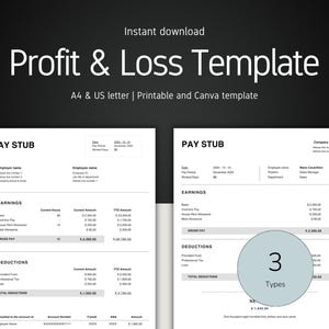 Profit and Loss Statement Template | Canva P&L Form (Digital Download)