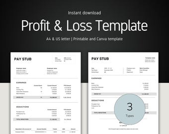 Modello di conto economico / Modulo P&L Canva (download digitale)