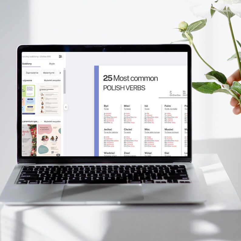 25 Most Common Polish Verbs Conjugation Template A4 and PDF to Print