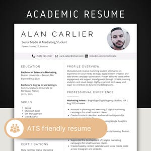 Academic Resume Template: ATS-Friendly Canva CV for Students (Printable PDF)