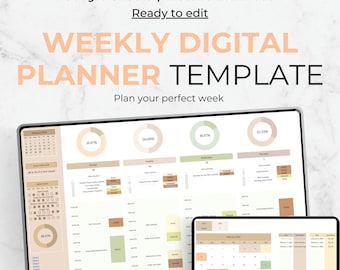 Beige Weekly Planner Template 2025-2026: Google Sheets, Daily Schedule (Digital Download)