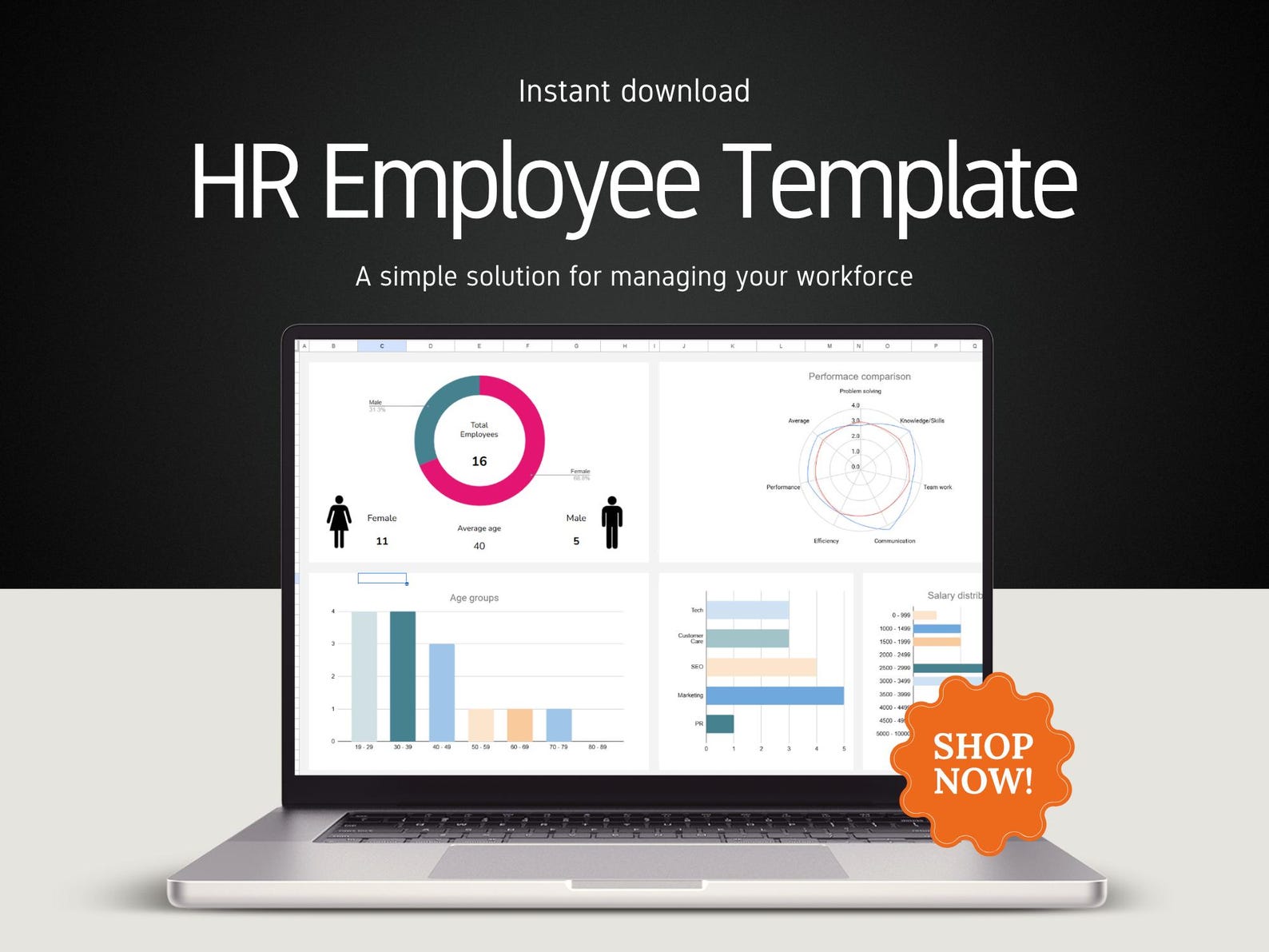 HR Employee Dashboard Template: Google Sheets HR Management Tool ...