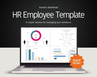 Plantilla de panel de control para empleados de RR. HH.: Herramienta de gestión de RR. HH. de Hojas de Cálculo de Google (Descarga digital)